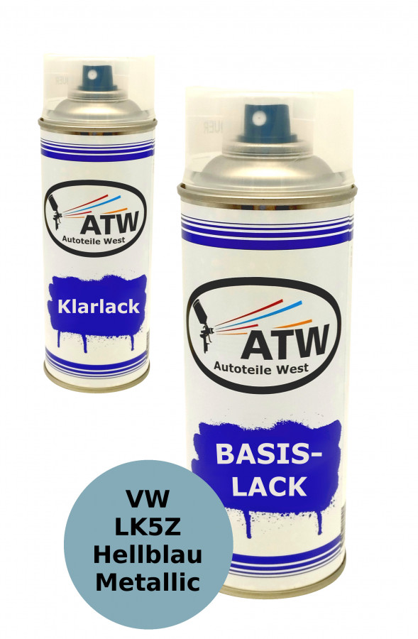 Autolack für VW LK5Z Hellblau Metallic+400ml Klarlack Set